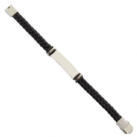 Bracelet homme en acier et plaque argentée