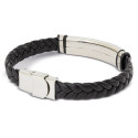 Bracelet homme en acier et plaque argentée