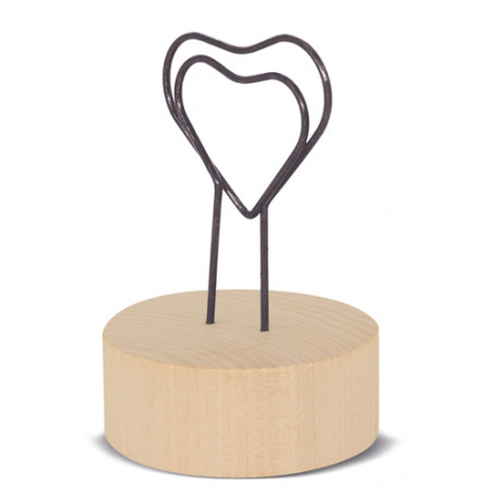 Porte-notes en forme de cœur avec base en bois Détail élégant pour les événements