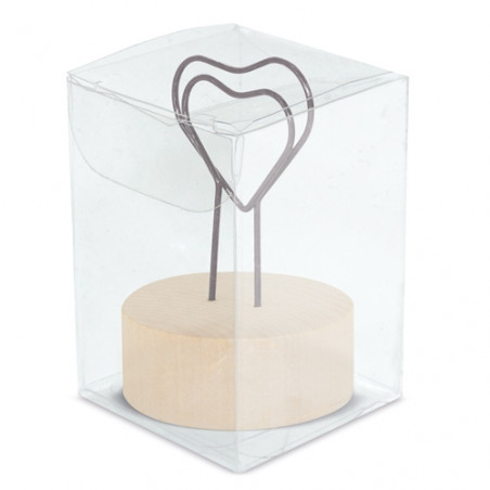 Porte-notes en forme de cœur avec base en bois Détail élégant pour les événements