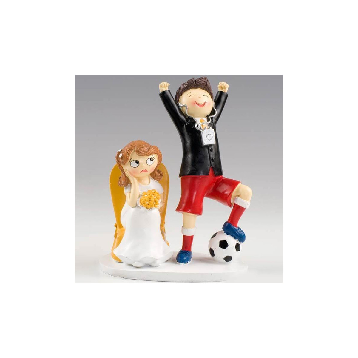 Figurine de mariés football pour gâteau de mariage original