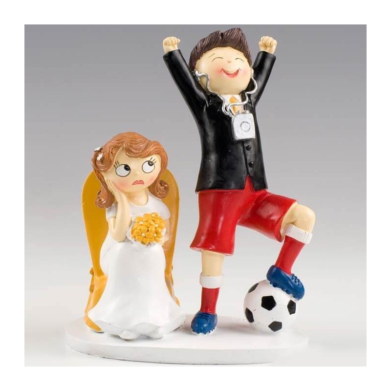 Figurine de mariés football pour gâteau de mariage original