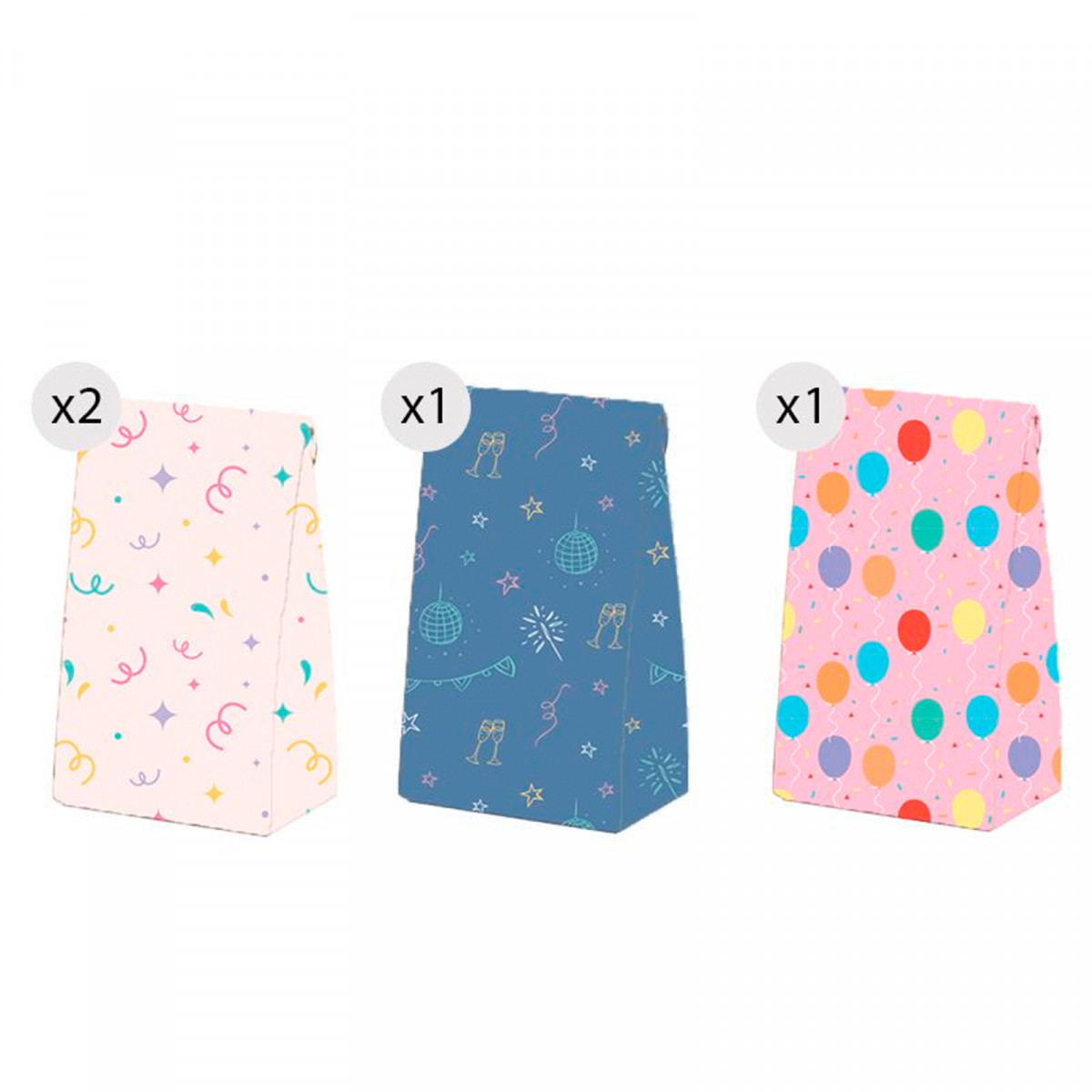Ensemble de 4 petits sacs pour les anniversaires