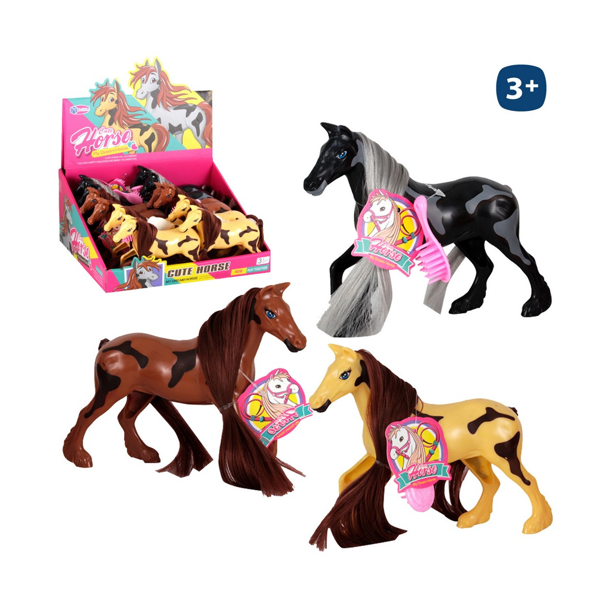 Petit et mignon cheval en jouet pour jouer et coiffer