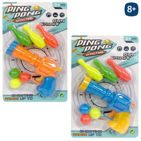 Pistolet à lance-balles en plastique pour jouer aux quilles
