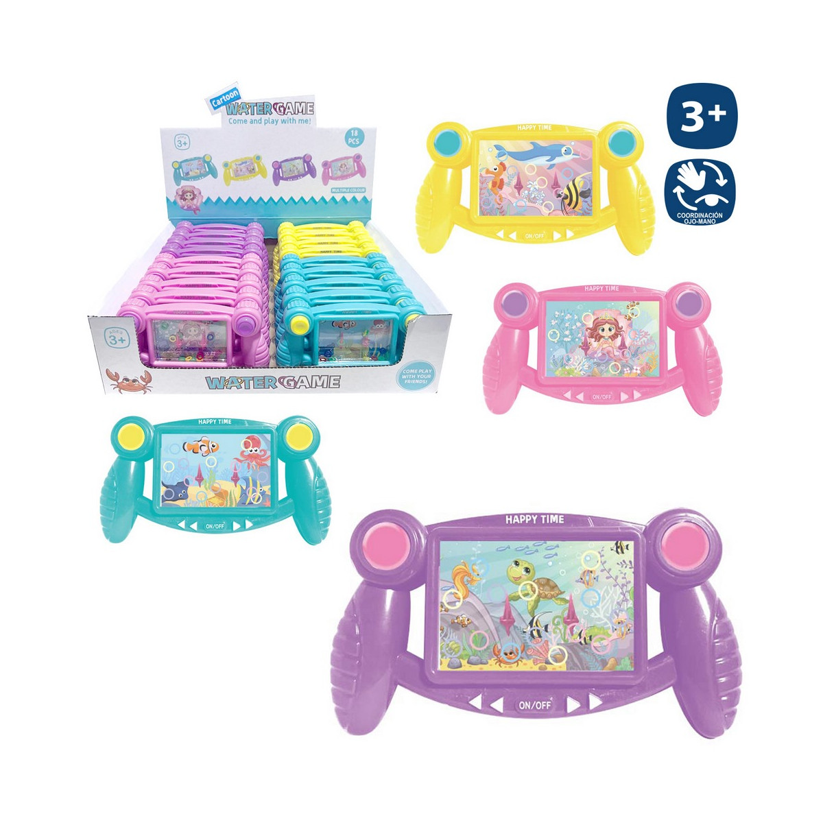 Jeu de compétences pour enfants avec de l'eau et des animaux marins, design ergonomique