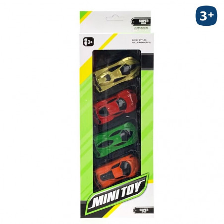 Set de 4 voitures de course pour enfants de couleurs différentes