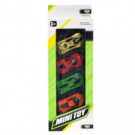 Set de 4 voitures de course pour enfants de couleurs différentes