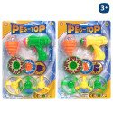 Pistolet en plastique pour enfants lançant des toupies et des hélices