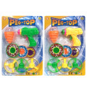 Pistolet en plastique pour enfants lançant des toupies et des hélices
