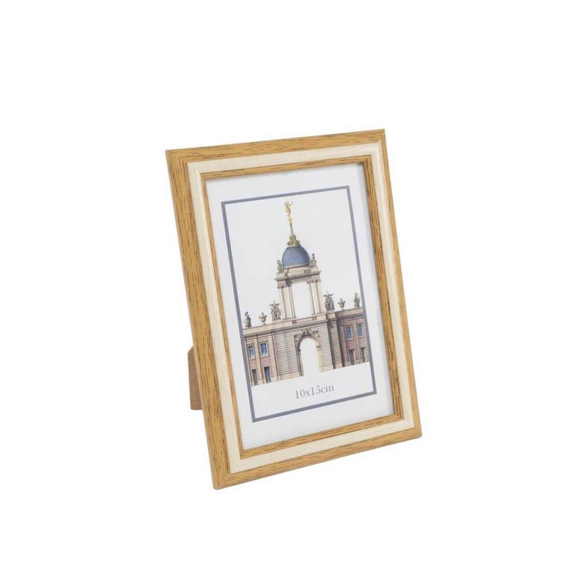 Cadre photo taille 10x15 bicolore en crème et bois à offrir