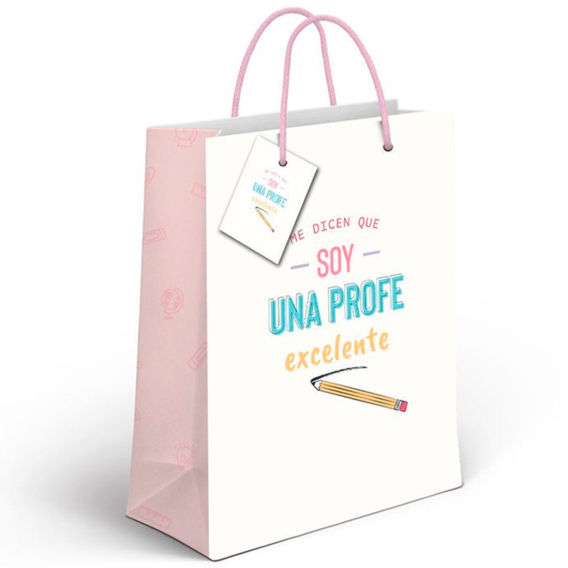 Sac en papier moyen avec message pour les enseignants