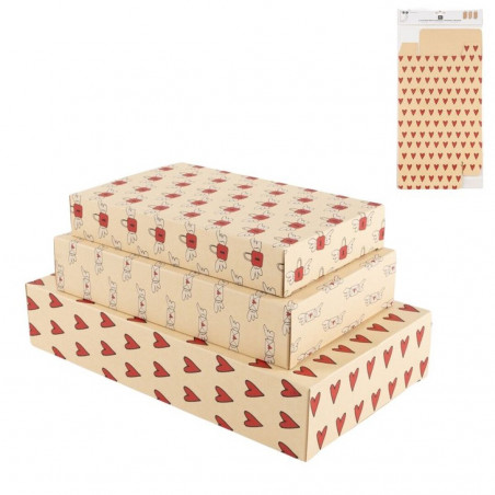 Ensemble de 3 boîtes de présentation en kraft avec un design romantique