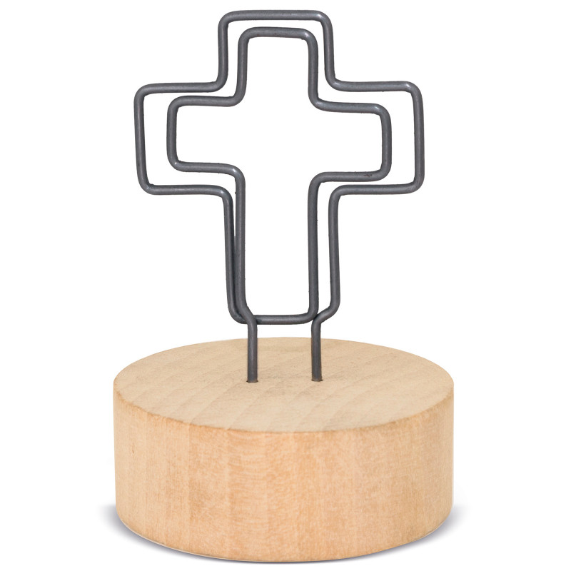 Clip en forme de croix avec base en bois pour détails d'événements