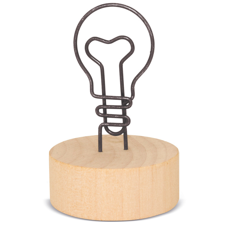Porte-notes en Bois avec Clip en Forme d'Ampoule Détail Original et Pratique