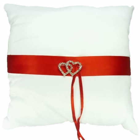 Coussin de mariage rouge et blanc