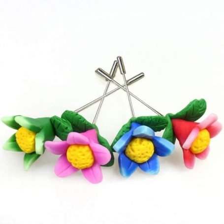 Épingles fleurs fimo mariage