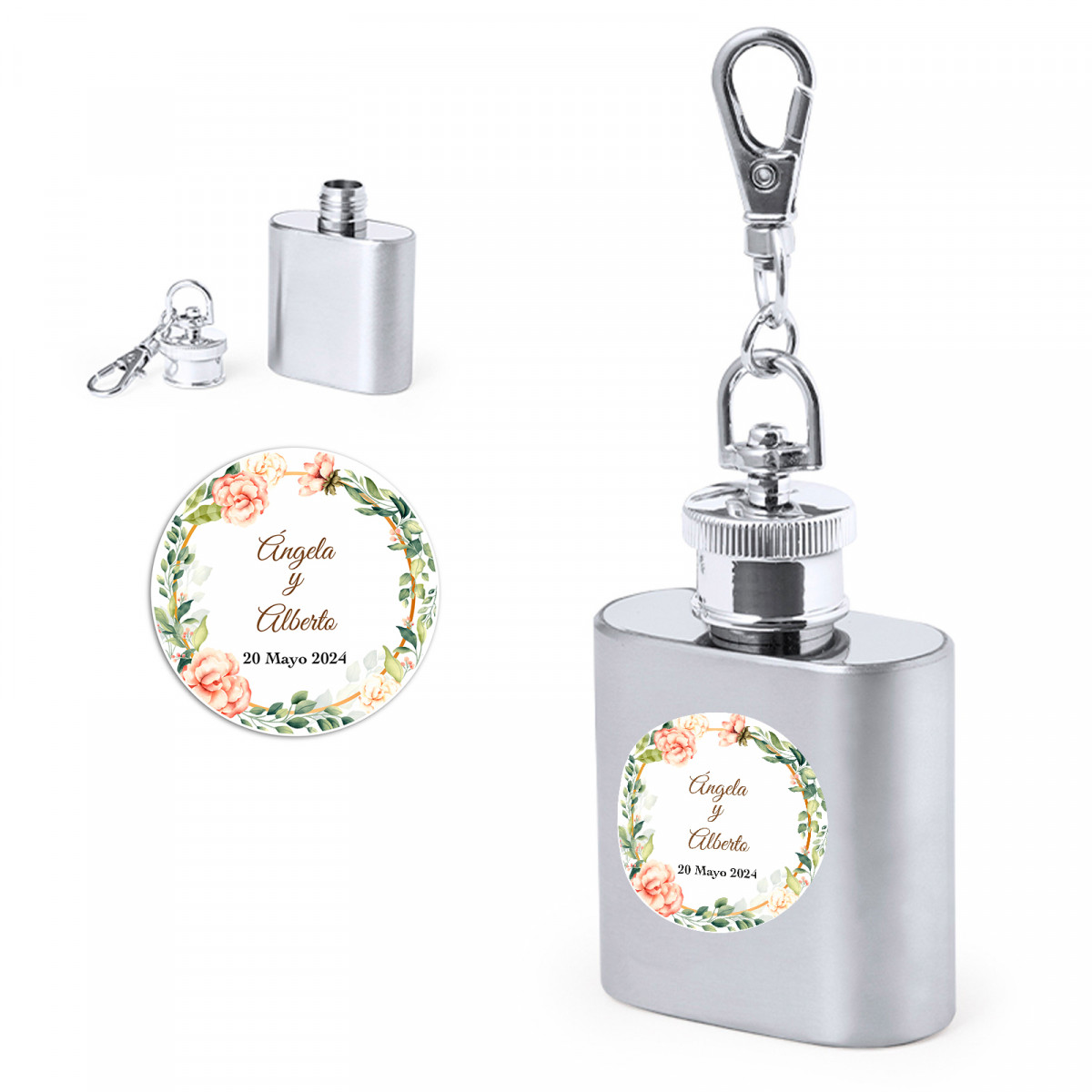 Porte-clés flasque personnalisé pour cadeaux de mariage
