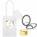 Baume à lèvres personnalisé avec miroir présenté dans un sac personnalisé pour les détails de mariage