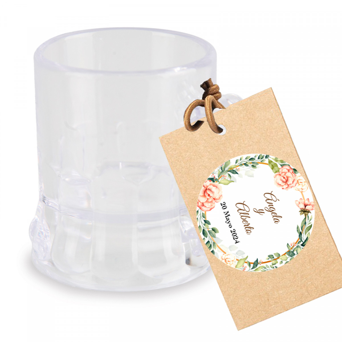 Verre à liqueur avec étiquette personnalisée pour cadeaux de mariage