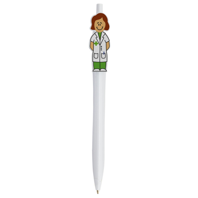 Stylo avec la figure d'une pharmacienne à offrir