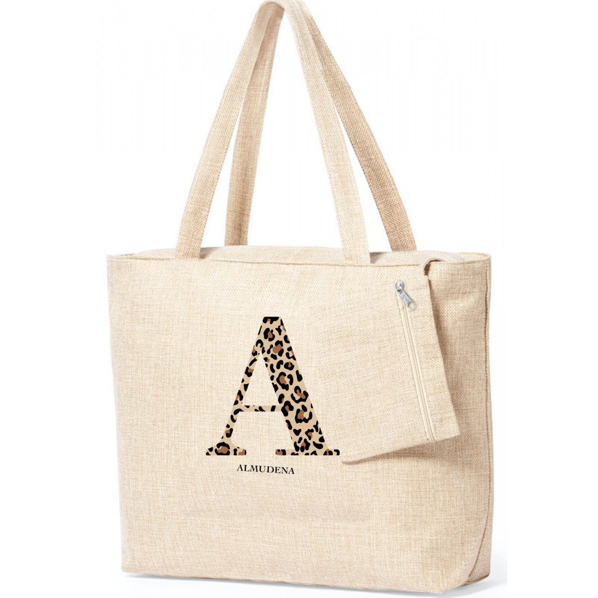 Sac personnalisé avec lettre léopard et nom