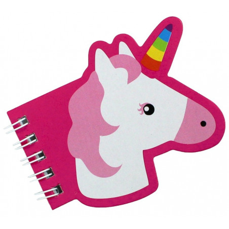 Cahier et crayons licorne dans une boîte licorne dans un sac avec un autocollant personnalisé pour les détails