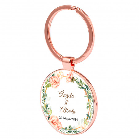 Porte-clés personnalisé en or rose pour les détails du mariage