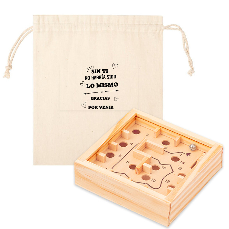 Jeu de compétence en bois avec autocollant de remerciement pour les détails