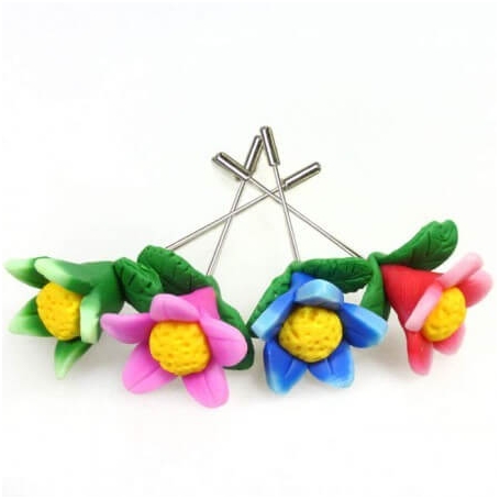 Épingles fimo fleurs