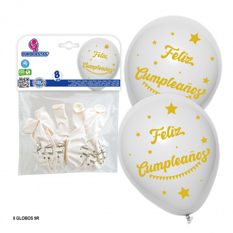 Ballons avec "joyeux anniversaire" imprimé