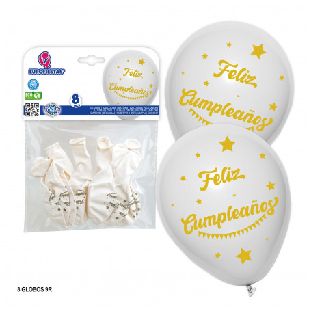 Ballons avec "joyeux anniversaire" imprimé