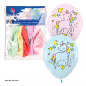 Ballons avec des licornes en tons pastel pour la décoration de fêtes