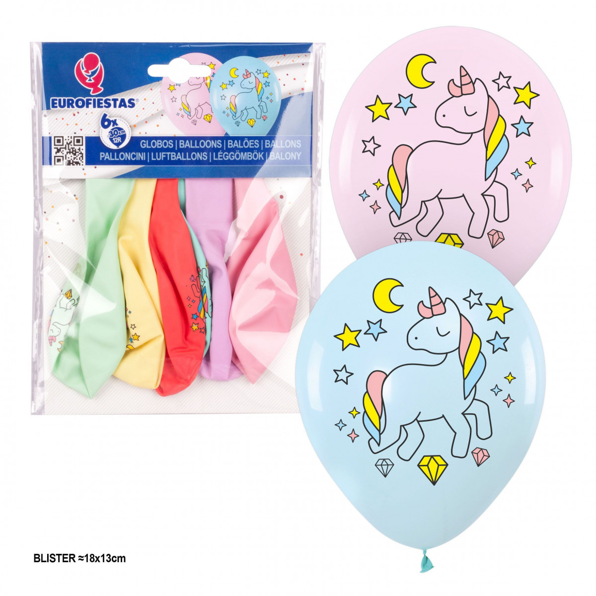 Ballons avec des licornes en tons pastel pour la décoration de fêtes
