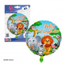 Ballon en foil rond avec un design d'animaux de la jungle pour anniversaire 45 cm