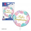 Ballon foil rond design anniversaire taches aquarelle 45 cm