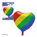 Ballon en foil en forme de cœur drapeau arc-en-ciel fierté 60cm