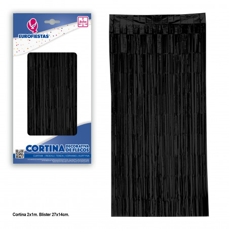 Rideau décoratif à franges noir 2x1m