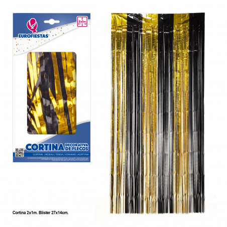 Cortine décorative à franges dorées et noires 2x1m