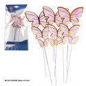Toppers de papillons roses avec bords dorés 18 cm 10 pcs