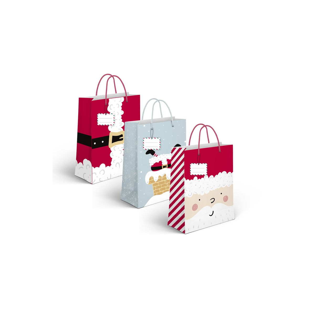 Sacs de Noël en 3 modèles Père Noël 11,5x14cm