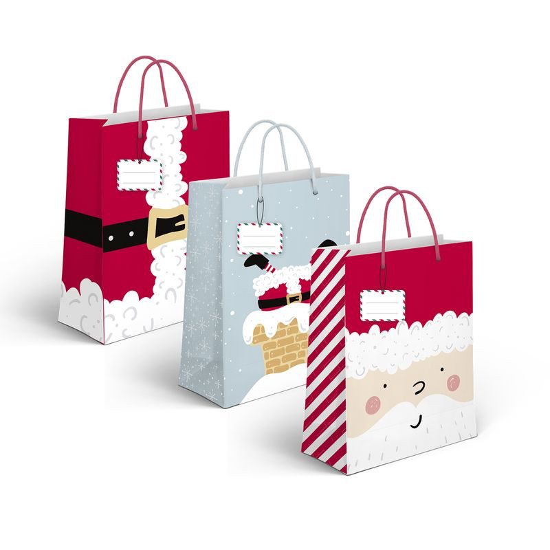 Sacs de Noël en 3 modèles Père Noël 11,5x14cm