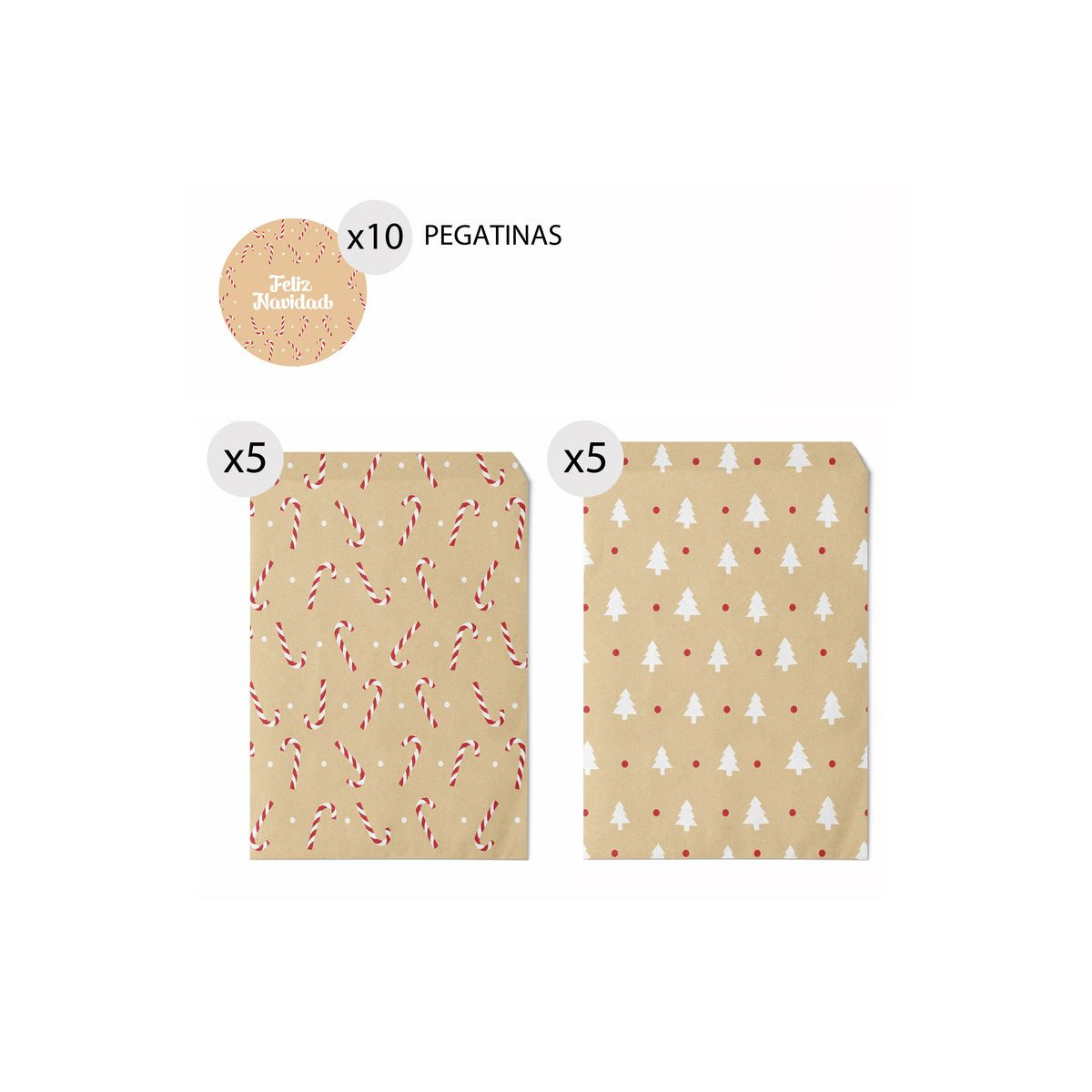 Enveloppes de Noël en papier kraft 10 unités 13x16