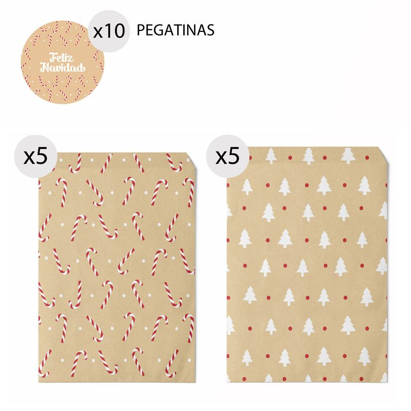 Enveloppes de Noël en papier kraft 10 unités 13x16