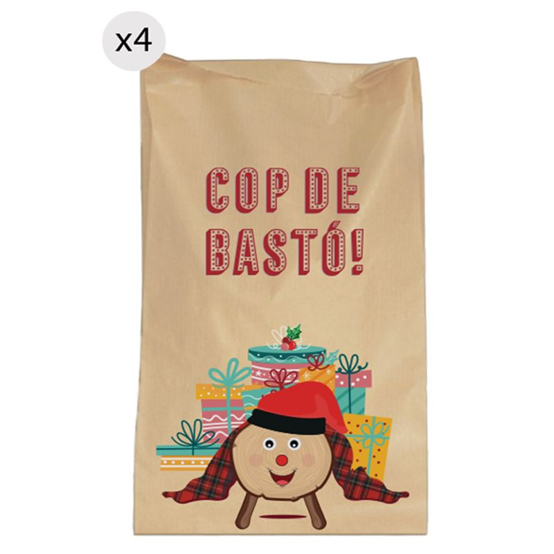 Enveloppes de 25x40 pour Noël en papier kraft 4 unités Tió Nadal