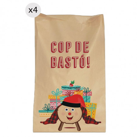 Enveloppes de 25x40 pour Noël en papier kraft 4 unités Tió Nadal