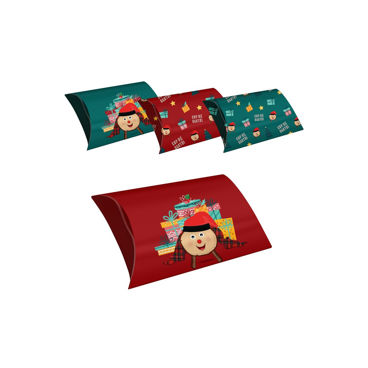 Coffres de Noël 4 modèles Tió Nadal 14x8cm