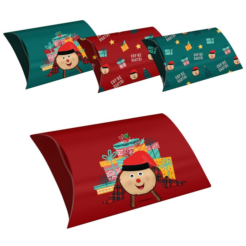 Coffres de Noël 4 modèles Tió Nadal 14x8cm