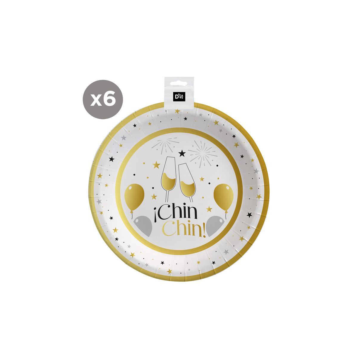 Assiettes en carton fête 6 unités 23cm chin chin