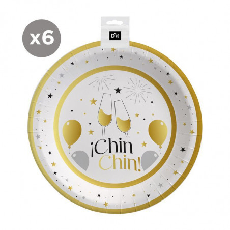 Assiettes en carton fête 6 unités 23cm chin chin
